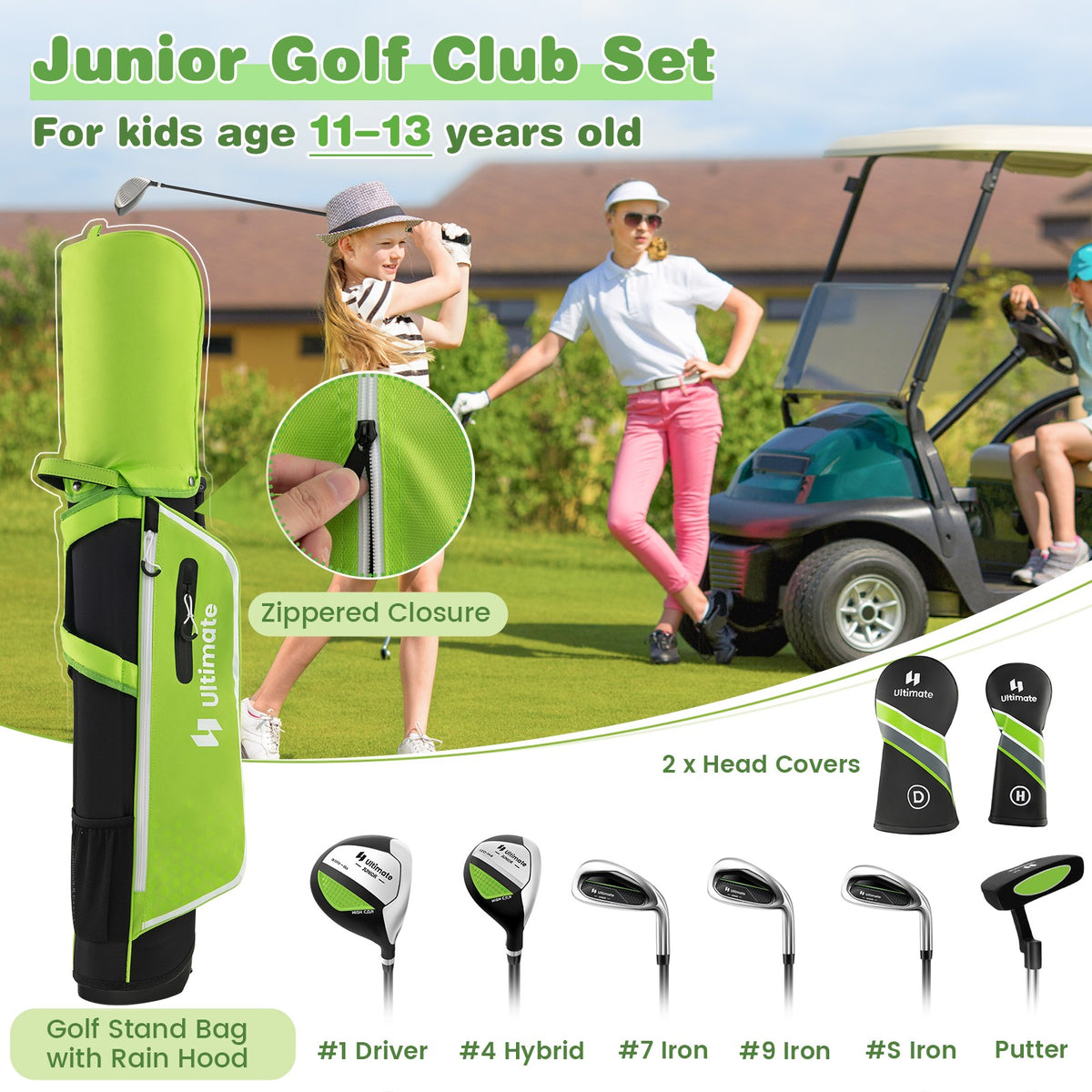 Junior Complete Golf Club Set for Kids 11-13 Years Old with Stand Bag & Accessories