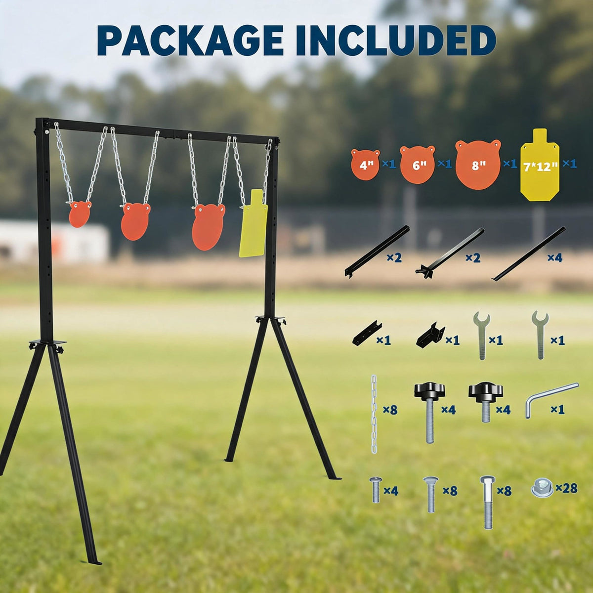 Heavy Duty AR500 Steel Target System with Adjustable Stand for Outdoor Shooting