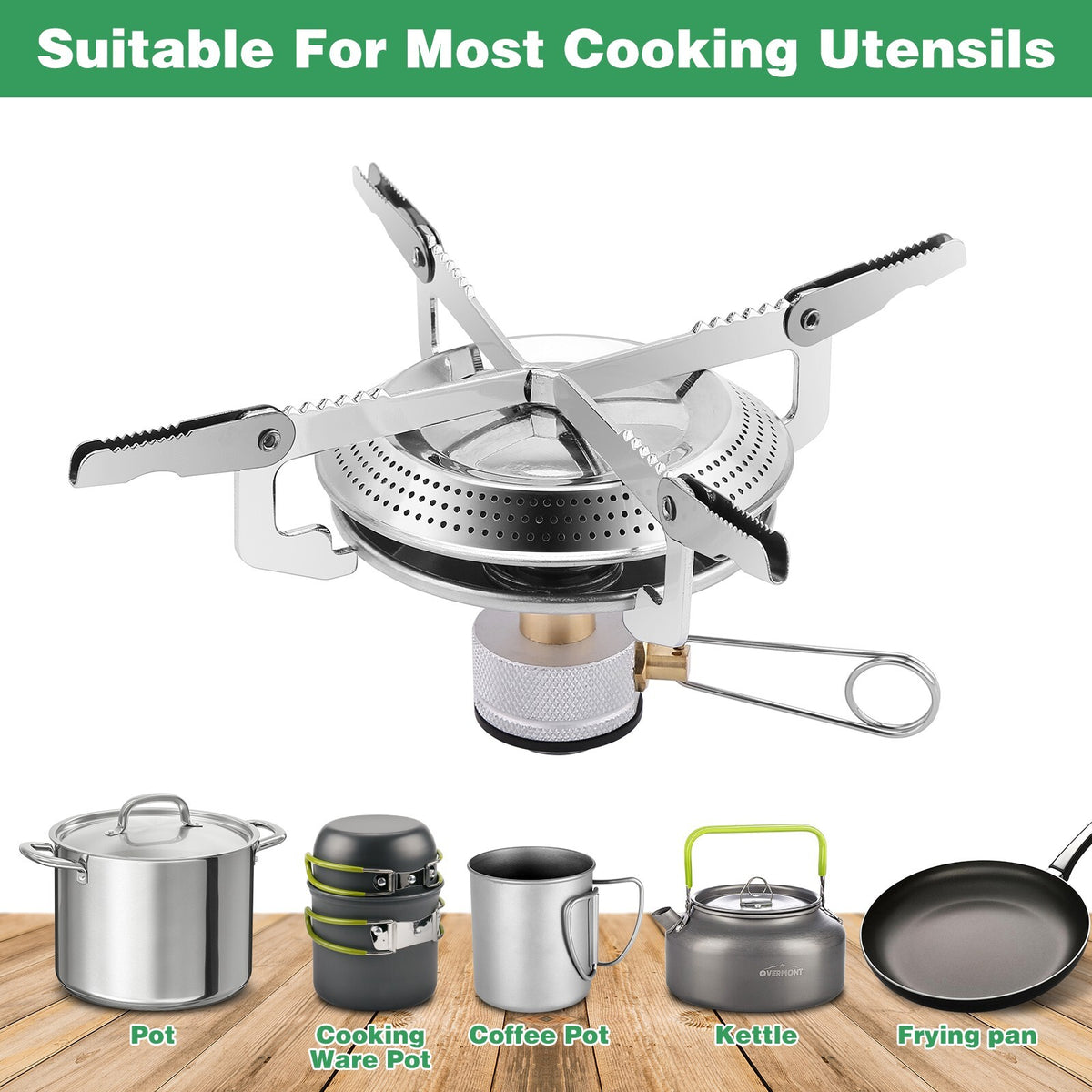 Portable Camping Stove Burner with 1LB Propane Tank Adapter for Backpacking & Outdoor Cooking