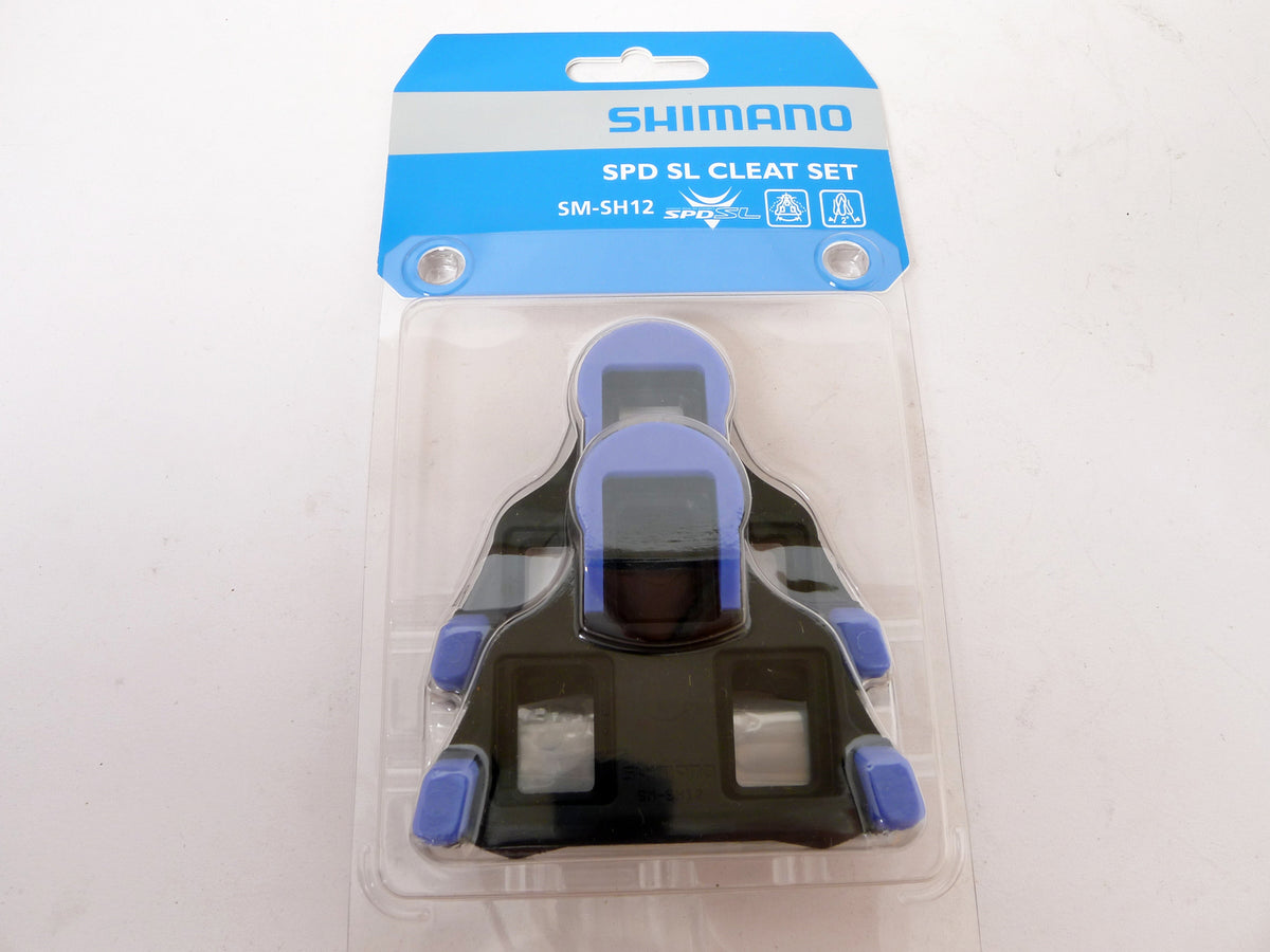 Shimano SPD-SL SM-SH12 2° Float Road Bike Pedal Cleats Set - Blue & Black