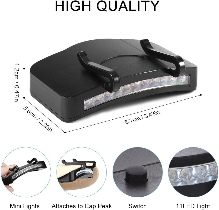 3 Pack LED Clip-On Cap Lights for Camping Fishing and Outdoor Activities