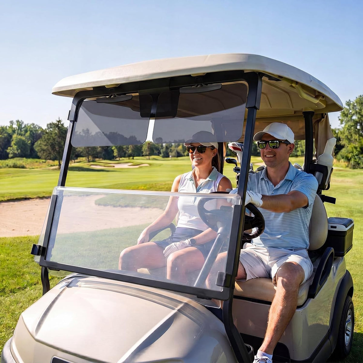 Magnetic Sun Visor for Golf Carts and UTVs - UV & Glare Protection, 13 x 5.7 Inches, 2 Pack