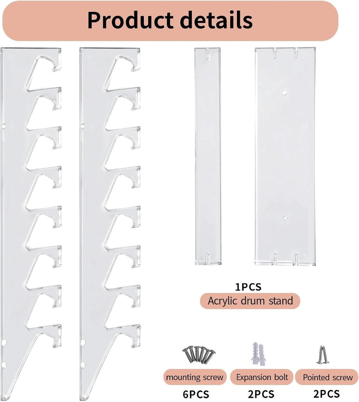 Acrylic Drum Stick Holder Wall Mount Display Storage Organizer