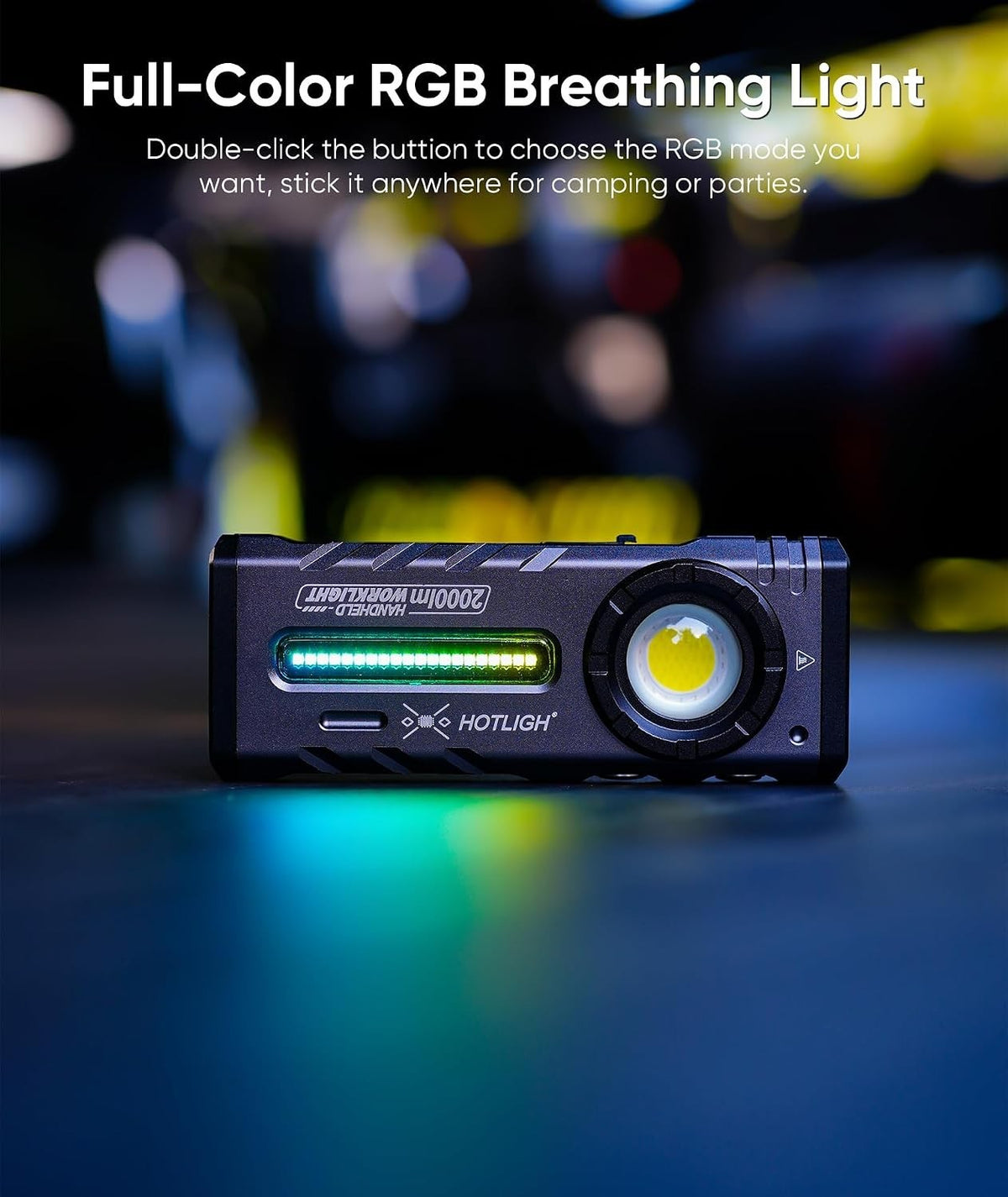 Rechargeable LED Flashlight with Magnetic Base, RGB & UV Light - 2000 Lumens