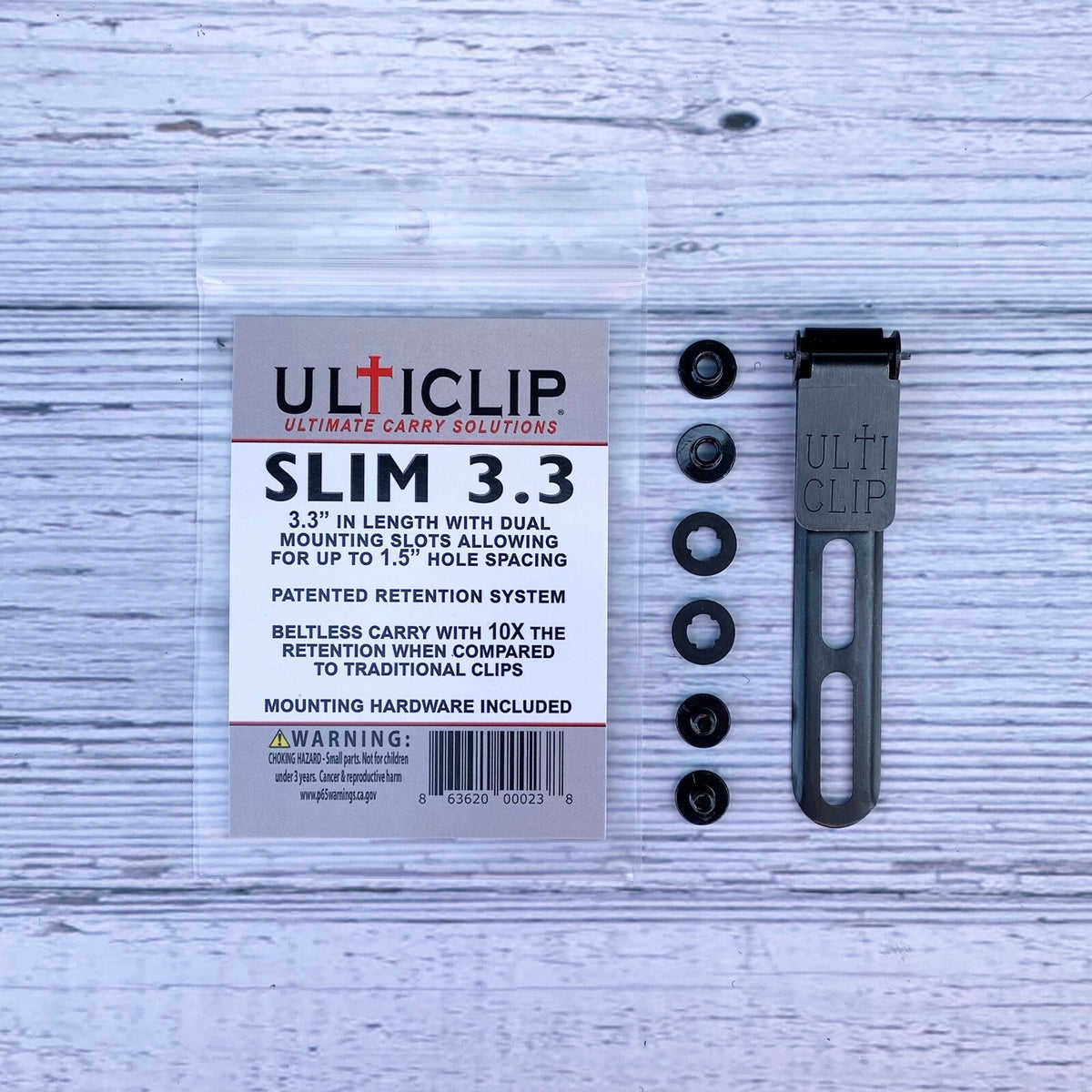 Ulticlip Slim Beltless Clip 3.3 Inch - Concealed Carry, Military Grade Steel