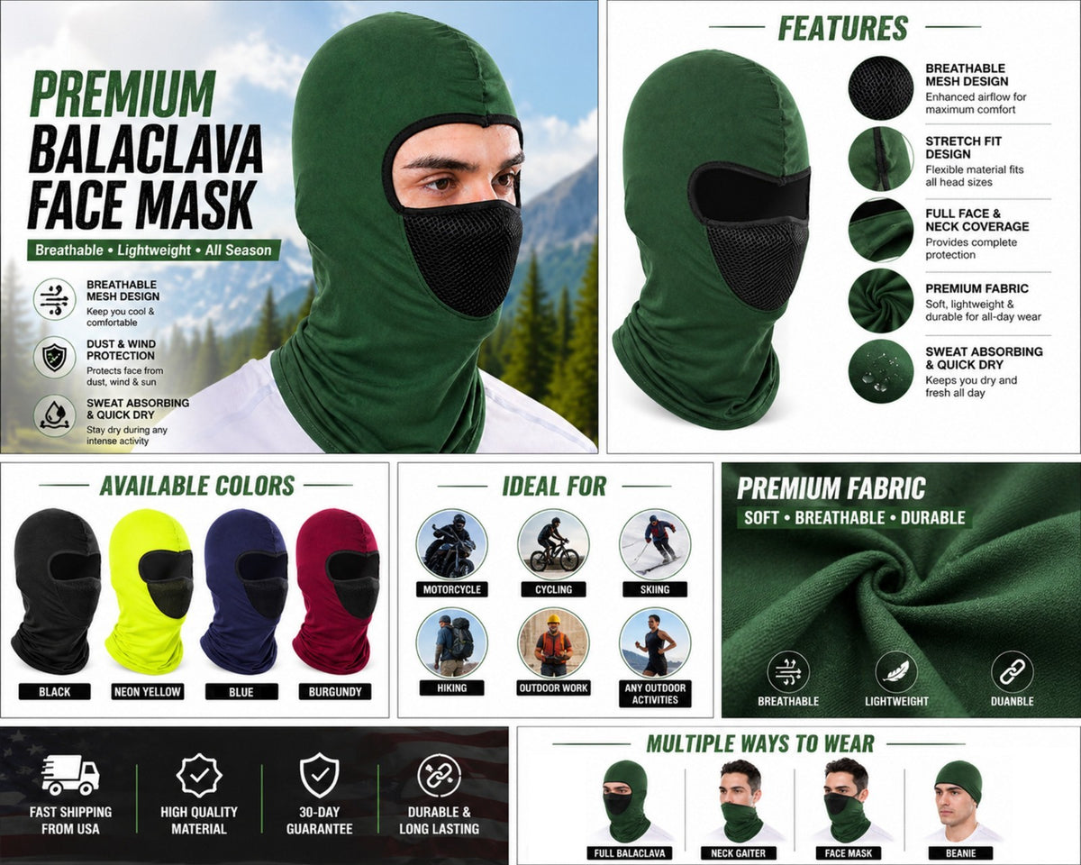 Full Face Mask UV Protection Ski Sun Hood Balaclava for Men Women