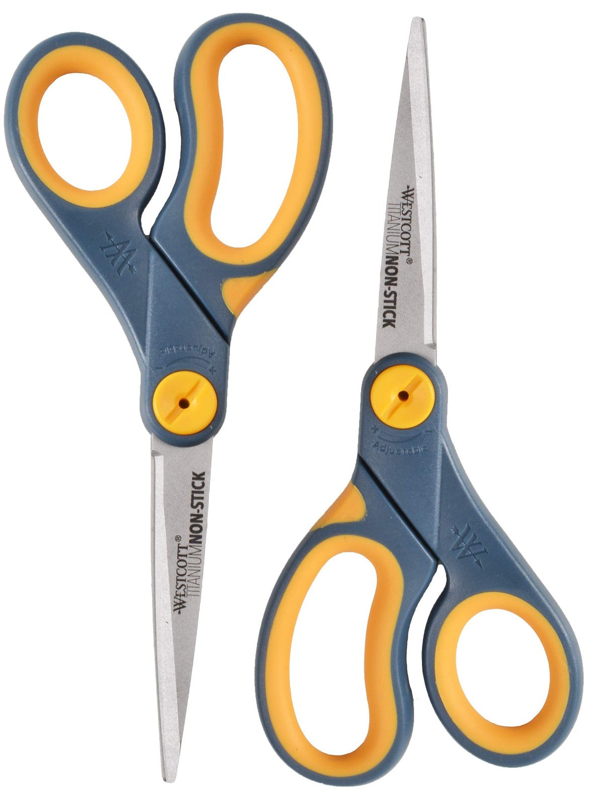 Non-Stick Titanium Scissors 8-Inch, 2-Pack - Gray and Yellow Home & Office Cutting Tools