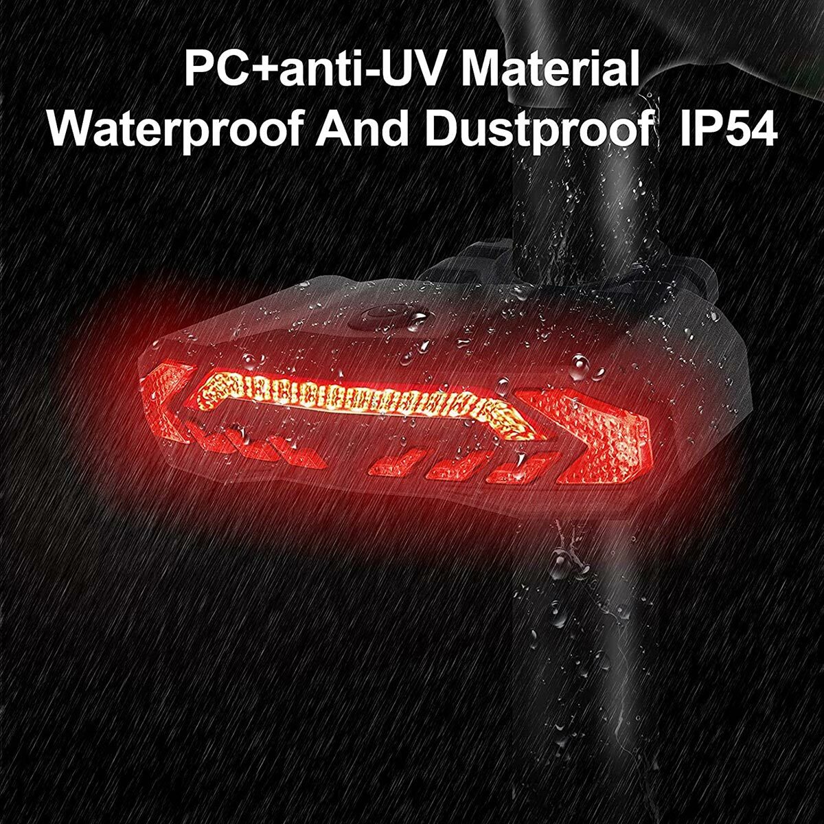 Wireless Bike Tail Light with Turn Signals & Brake Light - Waterproof, USB Rechargeable, 6 Modes