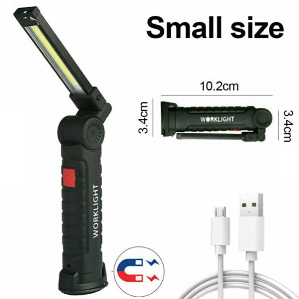Rechargeable COB LED Work Light Flashlight with Magnetic Base and Folding Design