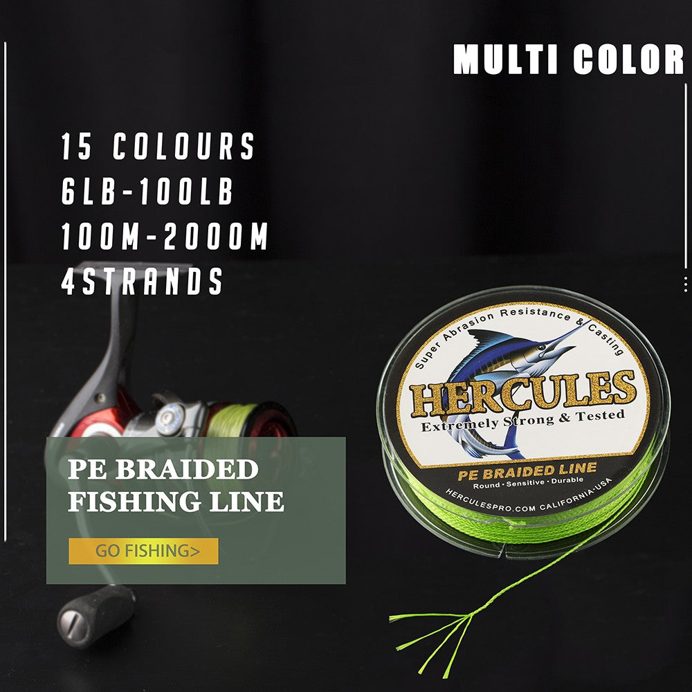 Braided Fishing Line 4 Strands PE 6-100lb Saltwater & Freshwater