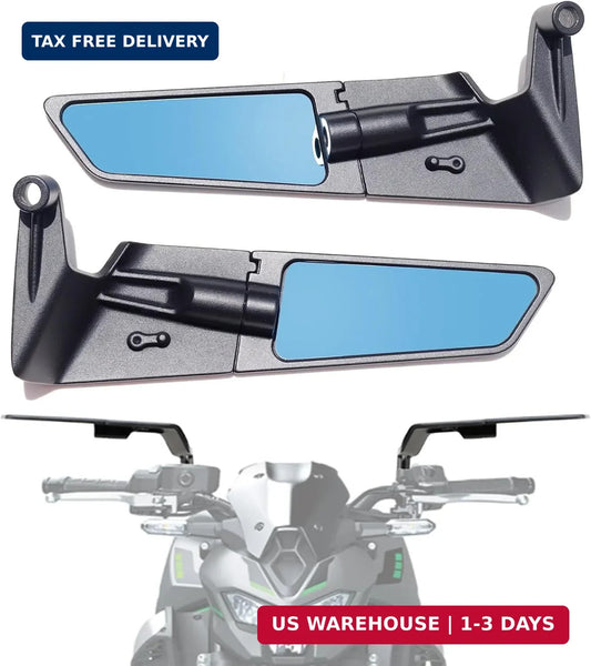 Large Motorcycle Mirrors Anti-Glare Rotating Wind Wing Side Rearview