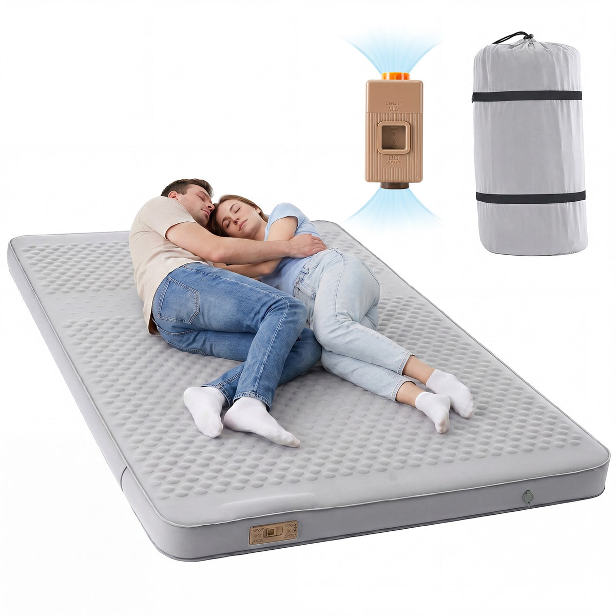 Self-Inflating Sleeping Pad with Memory Foam and Built-In Pump - 4 Inch Thick Camping Mattress