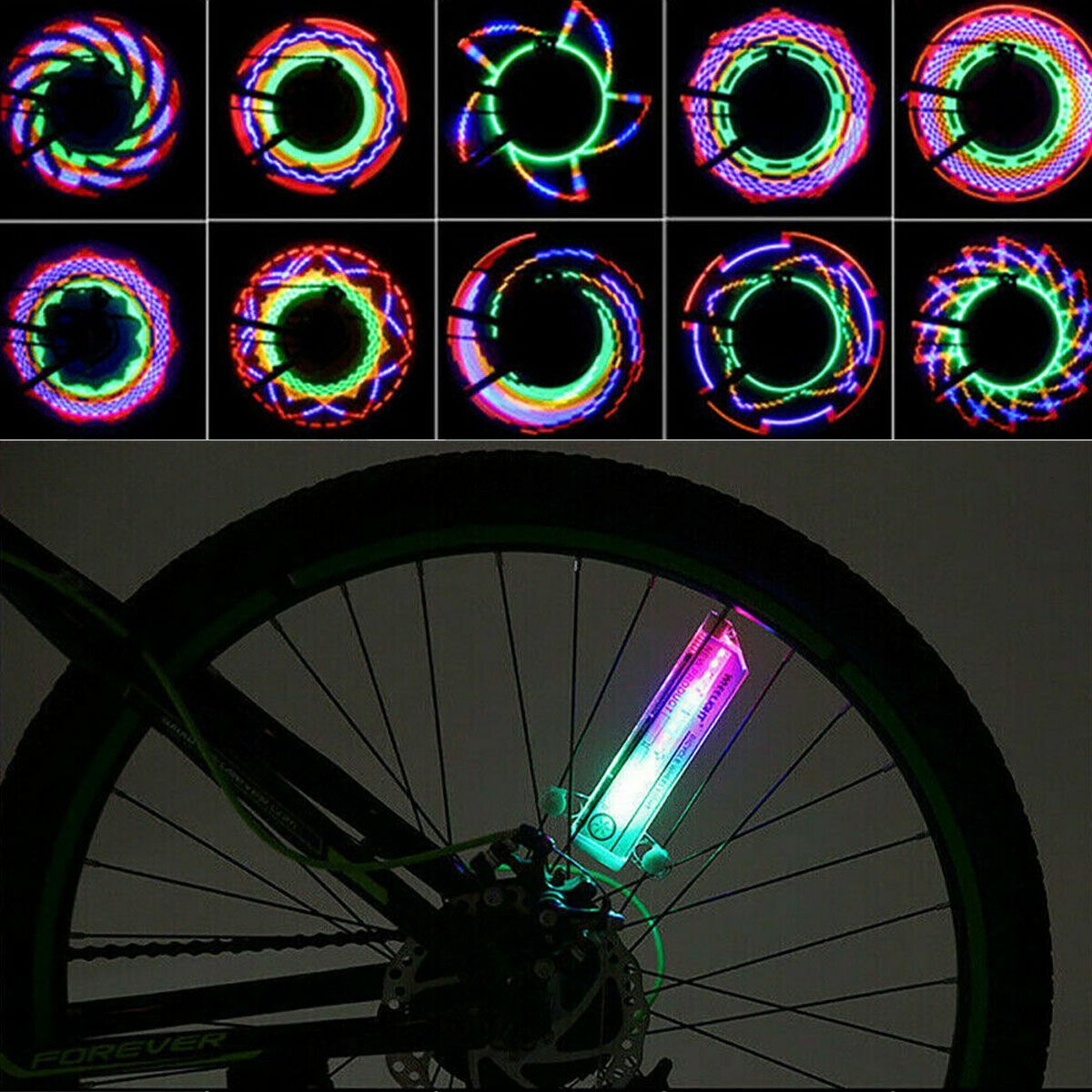 Colorful LED Bicycle Spoke Lights - 32 Patterns, Waterproof, for Night Riding