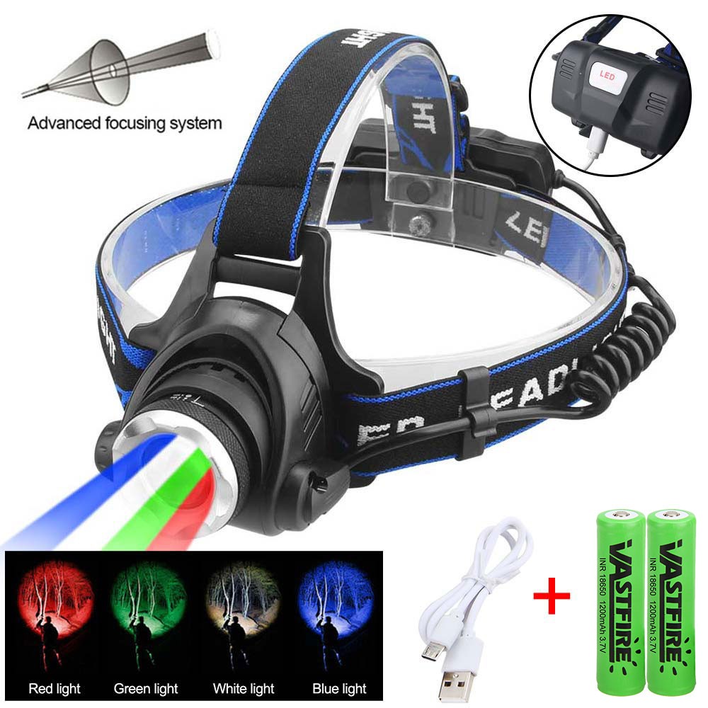 Multicolor LED RGBW Zoom Headlamp - Hunting, Camping & Outdoor Light