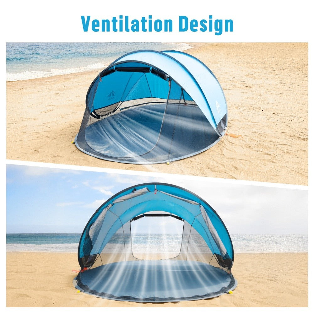 Portable Pop-Up Beach Tent Sun Shelter UPF 50+ for Family, 2-4 People
