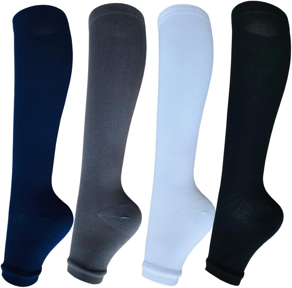 Open Toe Compression Socks for Women Large X-Large 4 Pack - Mixed Colors