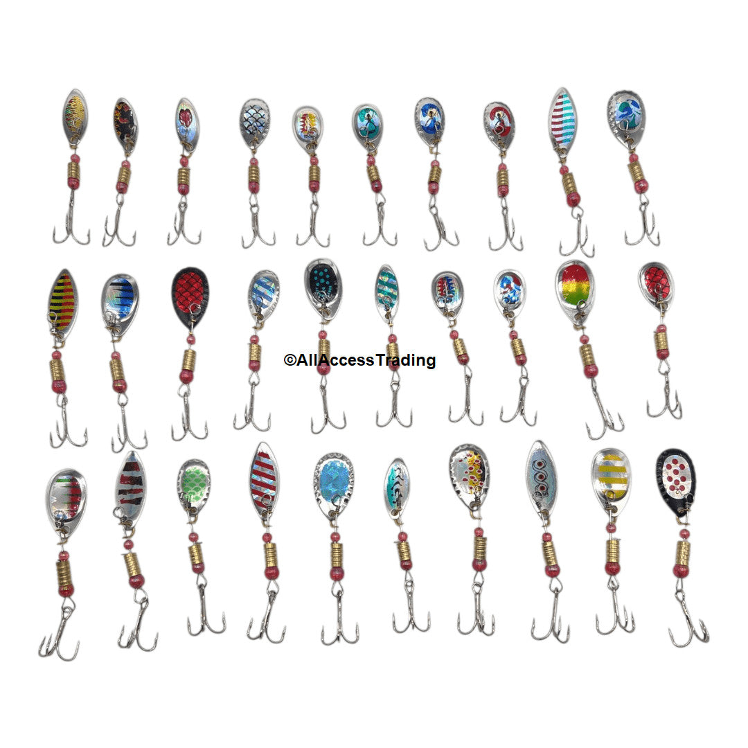 30-Piece Fishing Spinner Lures Set with Tackle Box for Freshwater and Saltwater