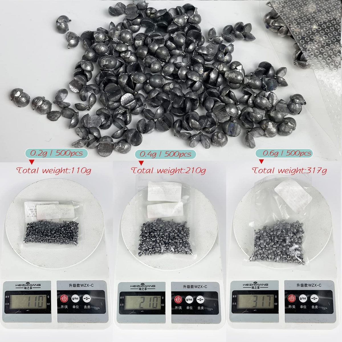 500 Pcs Removable Lead Sinking Fishing Sinkers Weights Tackle Set