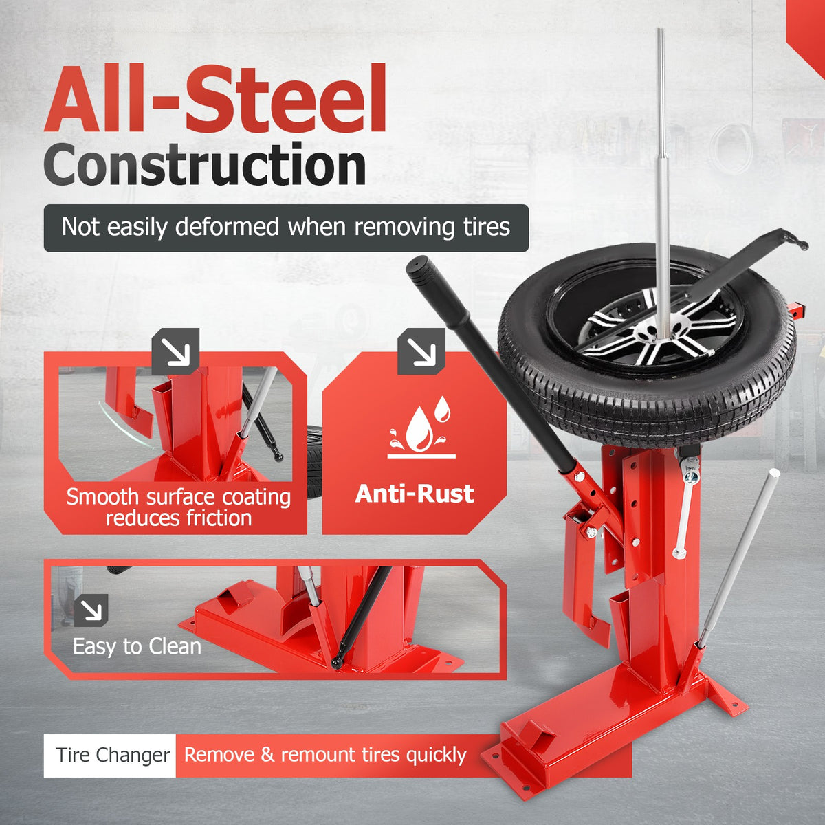 Manual Motorcycle Tire Changer Machine for 4-16.5 Inch Tires - Steel, Durable