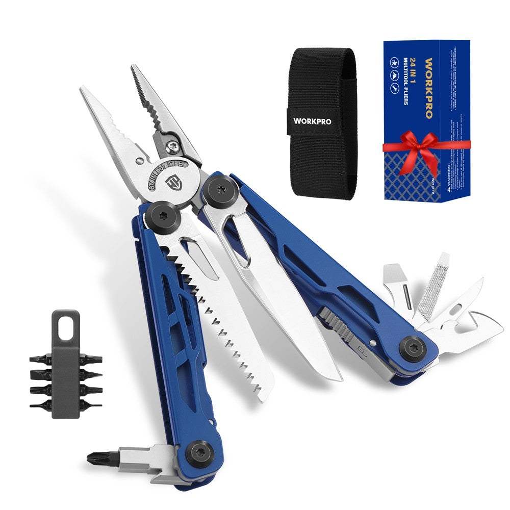 24-in-1 Multitool Pliers with Sheath - Folding Stainless Steel Pocket Tool