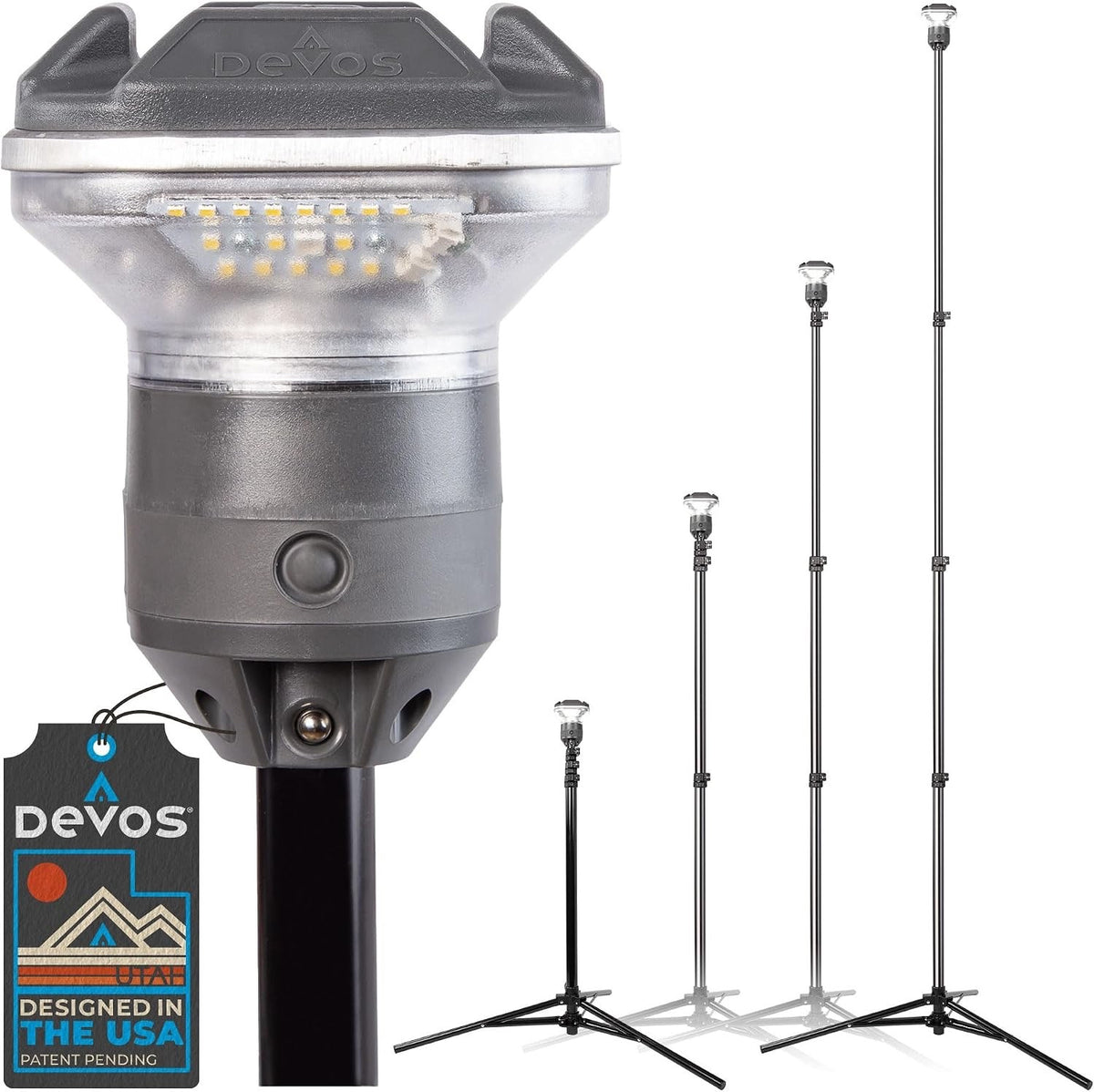 Telescoping Camp Light with 9ft Height and 1200 Lumens for Outdoor Camping