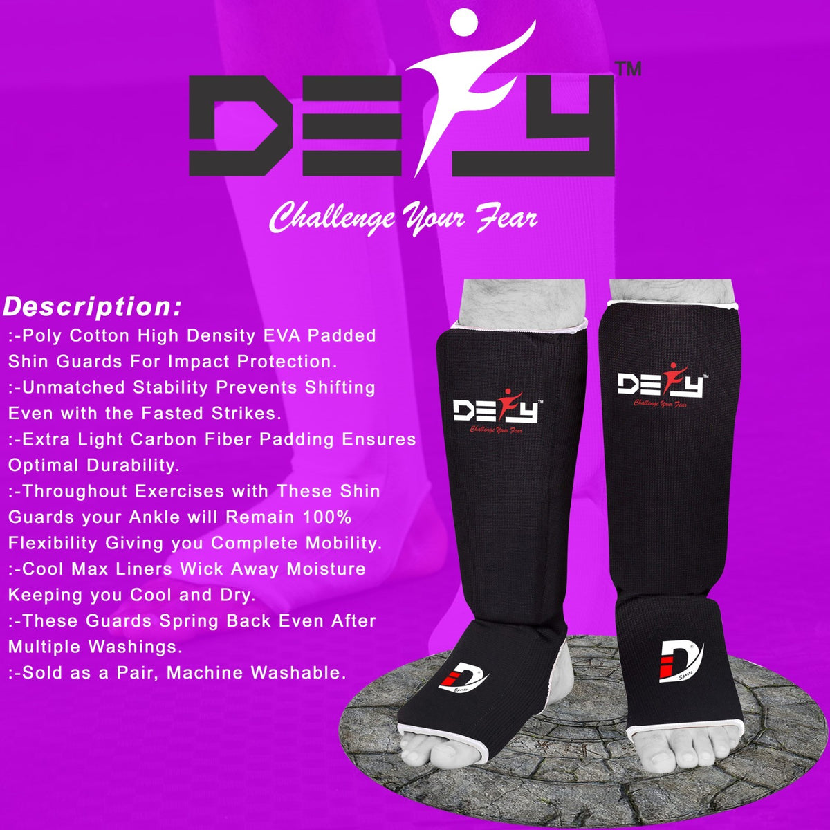 Lightweight MMA Shin Guards with Foam Padding and Support