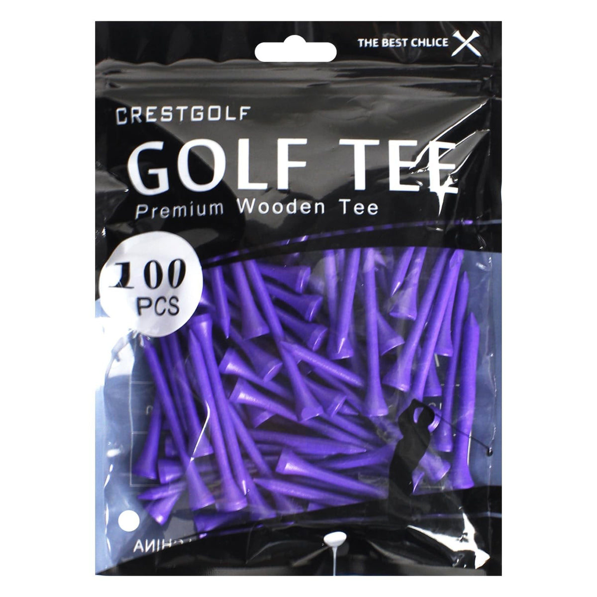 Deluxe 2 1/8-Inch Wooden Golf Tees - Purple, 100 Pack
