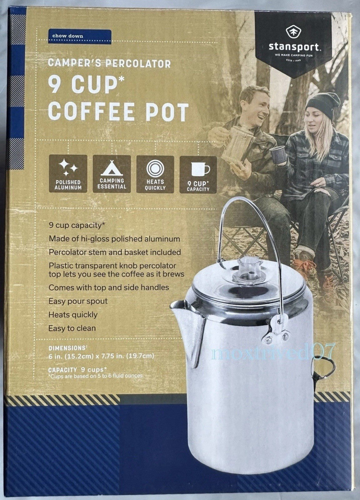 9 Cup Aluminum Camping Percolator Coffee Pot for Campfire Hiking