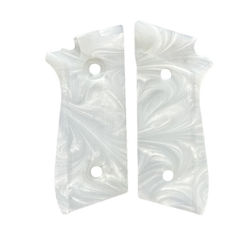 White Pearl Resin Pistol Grip for Taurus PT-92 & Similar Models - Custom Firearm Grip