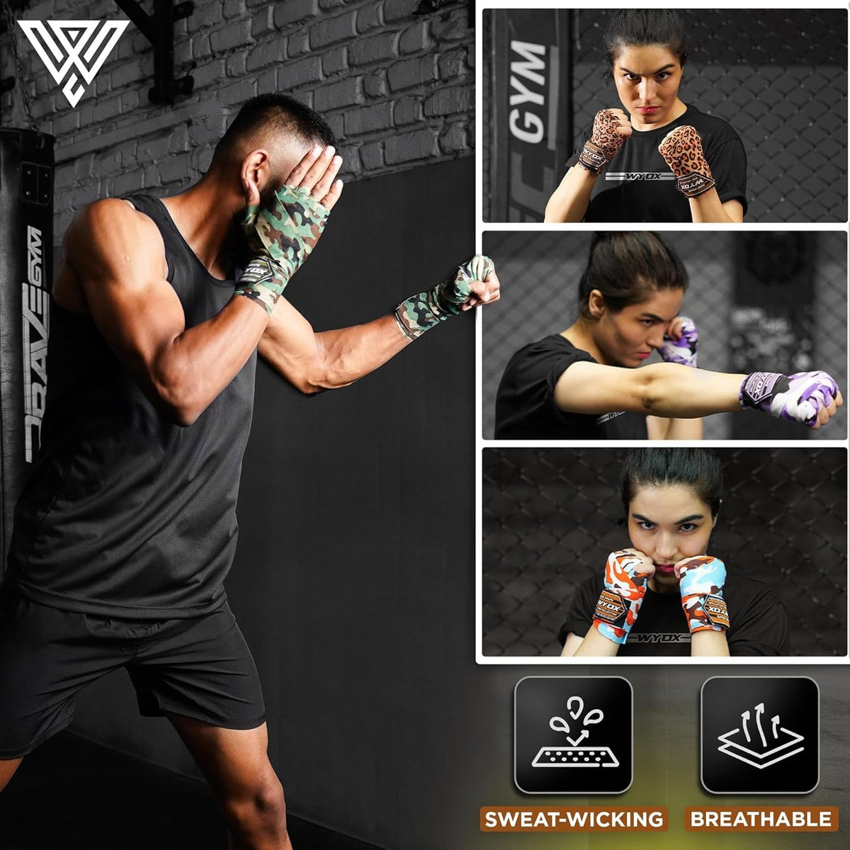 Boxing Hand Wraps 180 Inch & Boxing Gloves for Men Women Muay Thai Training