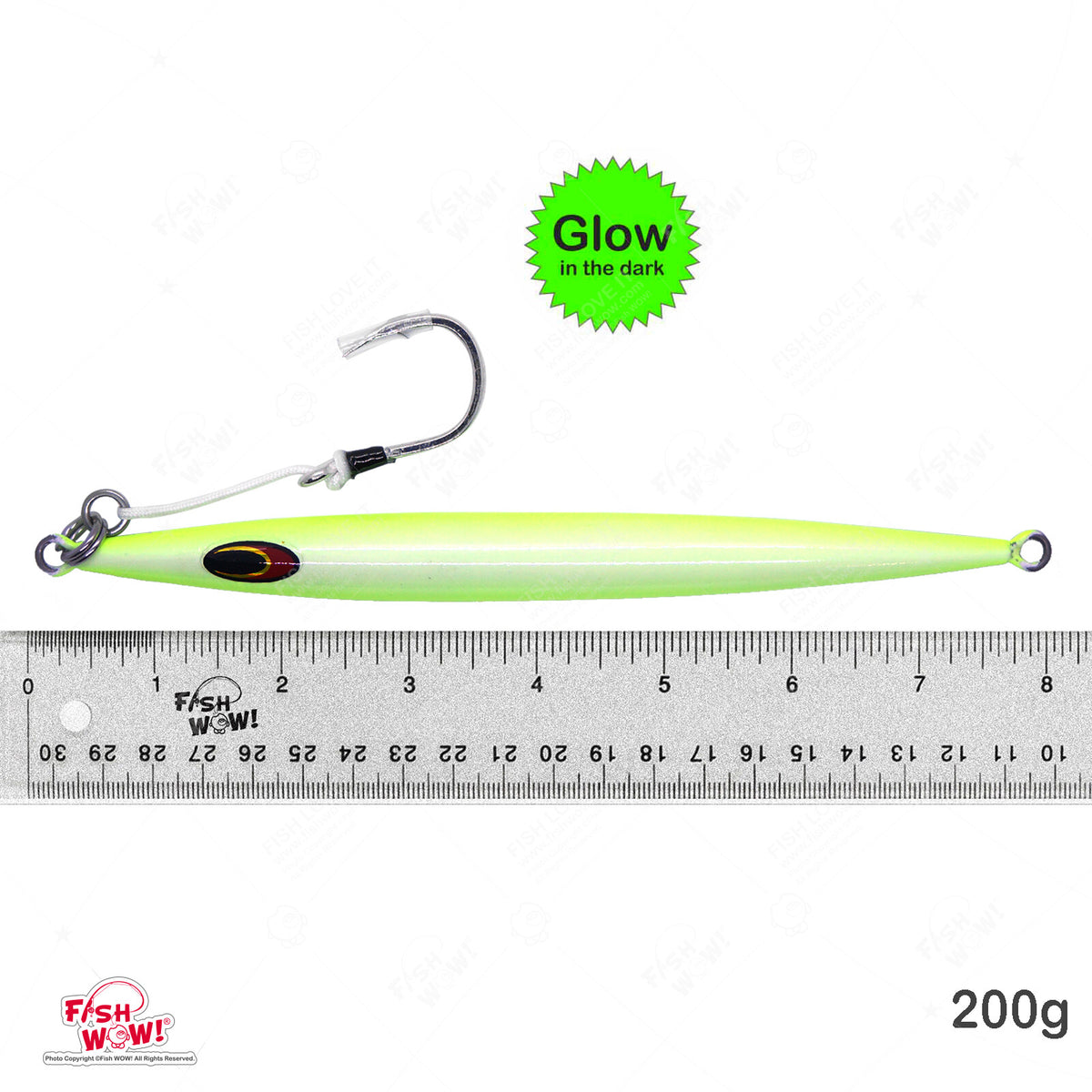 200g Glow Fast Sinking Jig with BKK Hook for Deep Water Fishing - 3 Pack