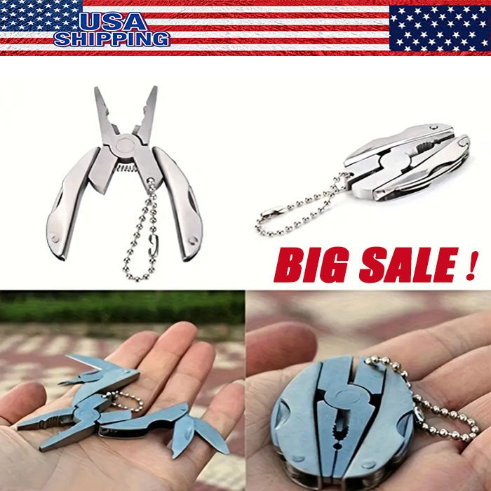 Portable Multi-Tool Pliers Knife Keychain Set - Stainless Steel, Outdoor