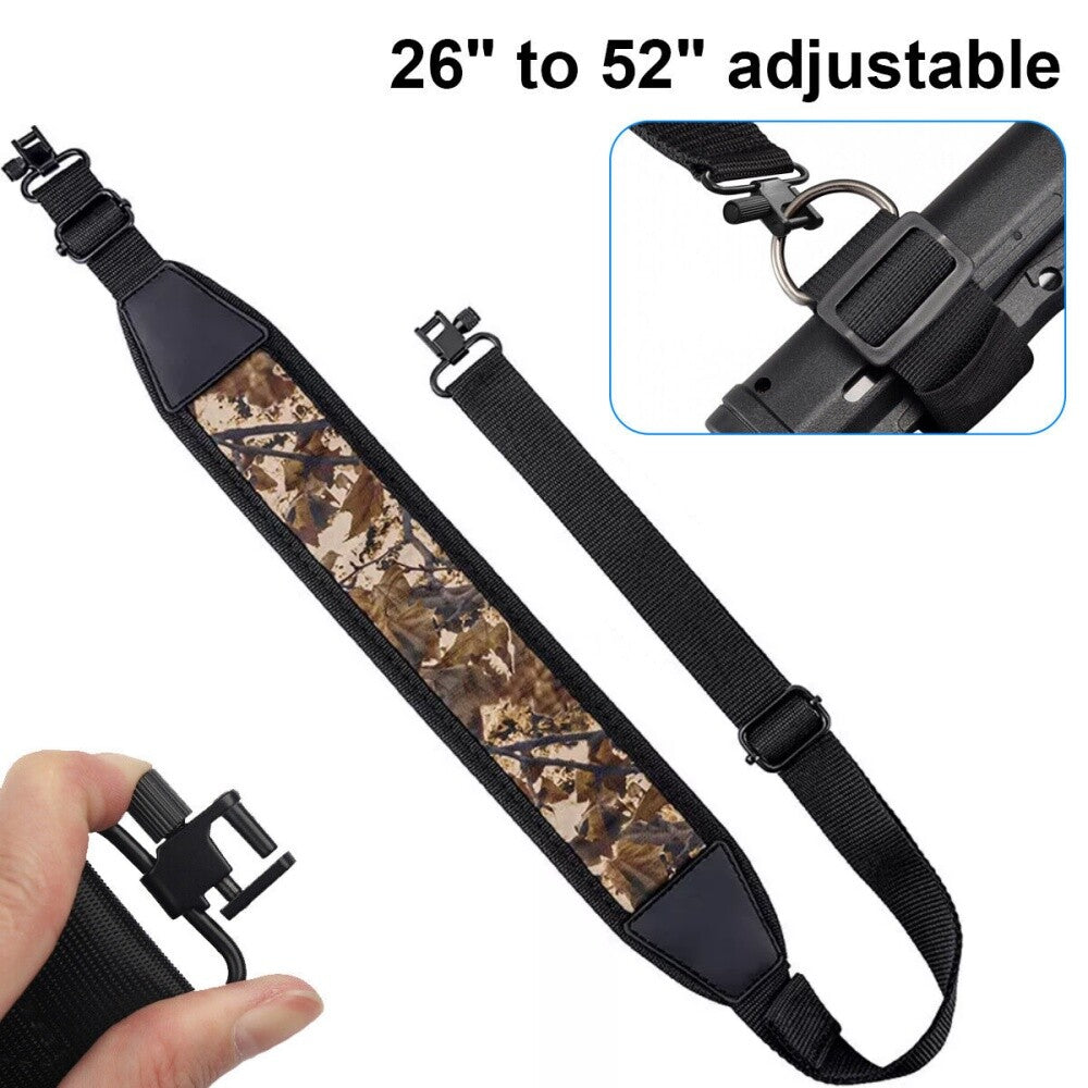 Camouflage Rifle Sling with Swivels & Padded Shoulder Strap
