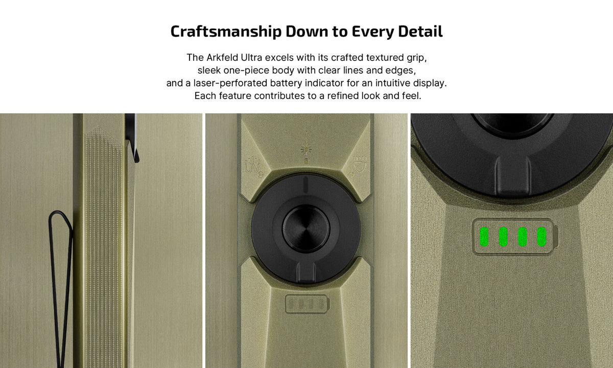 Olight Arkfeld Ultra 3-in-1 EDC Flashlight Olive Green - White, UV, Laser