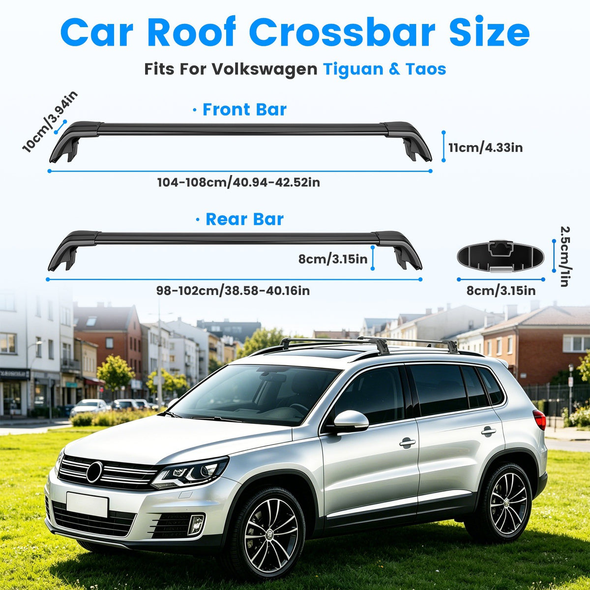 Roof Rack Cross Bars for Volkswagen Tiguan & Taos 2018-2026 - Heavy Duty Aluminum