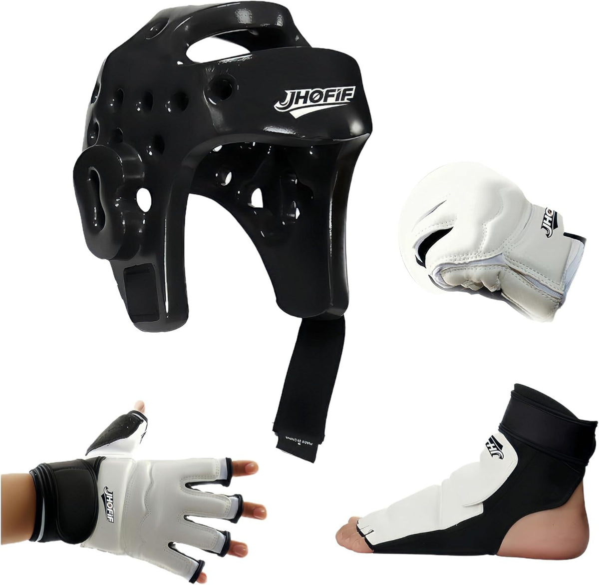Adult & Youth Karate Sparring Gear Set with Headgear, Gloves, Kicks