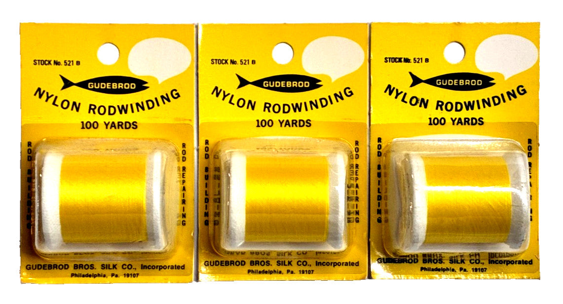 Set of 3 Yellow Nylon Thread Spools - Fine Type A for Fly Fishing