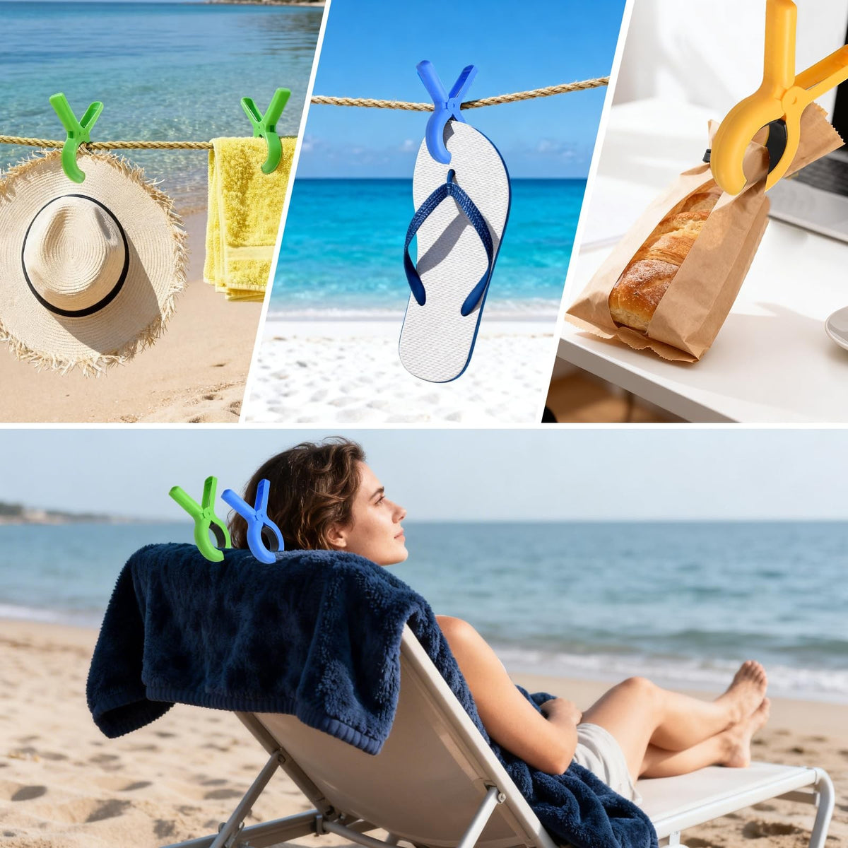 Large Beach Towel Clips 8 Pack - Portable, Rustproof & Multi-Purpose