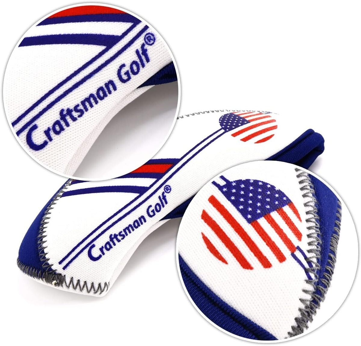 10 Pcs Golf Head Cover Set Club Iron Protectors Neoprene US Flag Styles