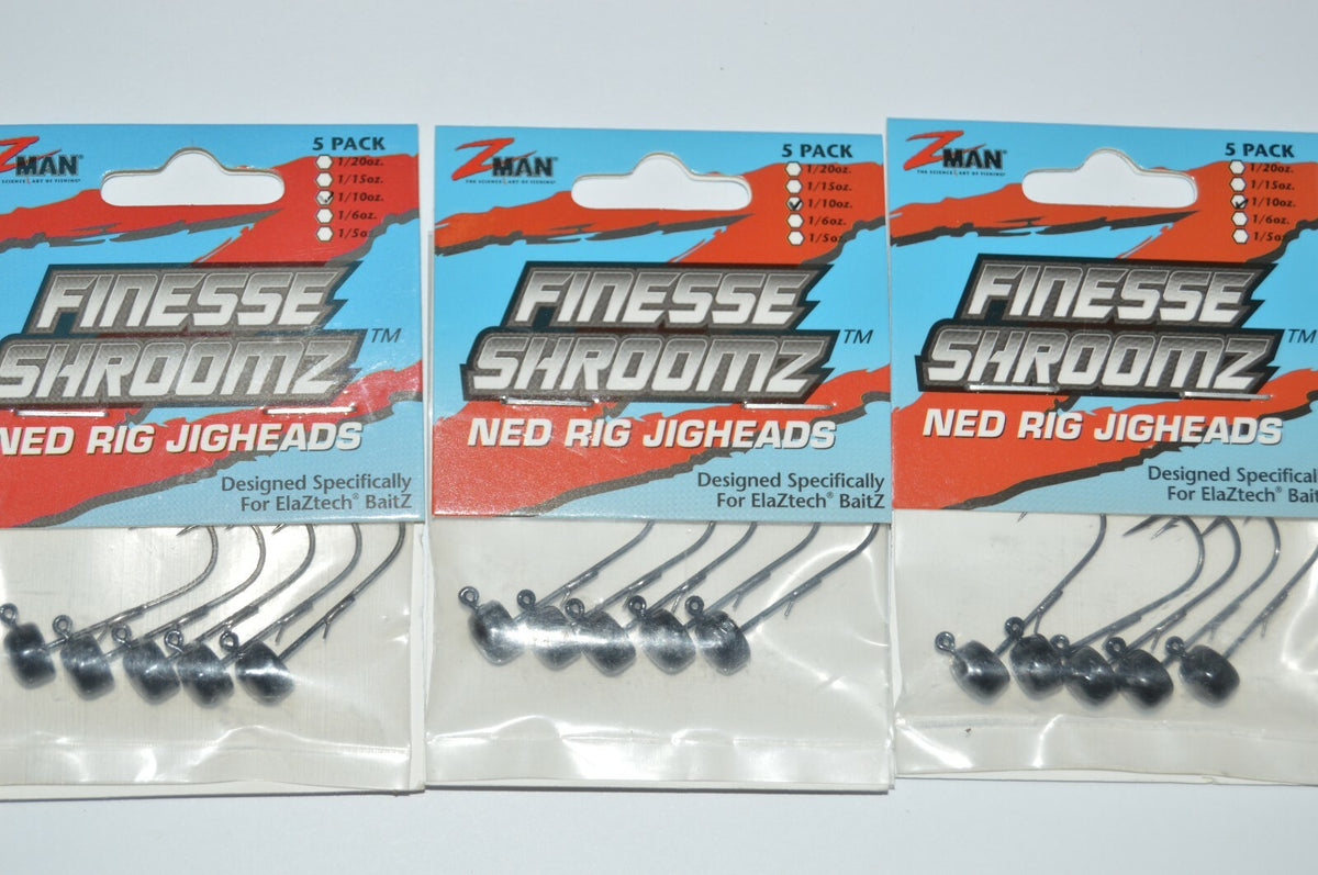 Fishing Jigheads 3 Pack Z-Man Finesse Shroomz Ned Rig 1/10oz Black