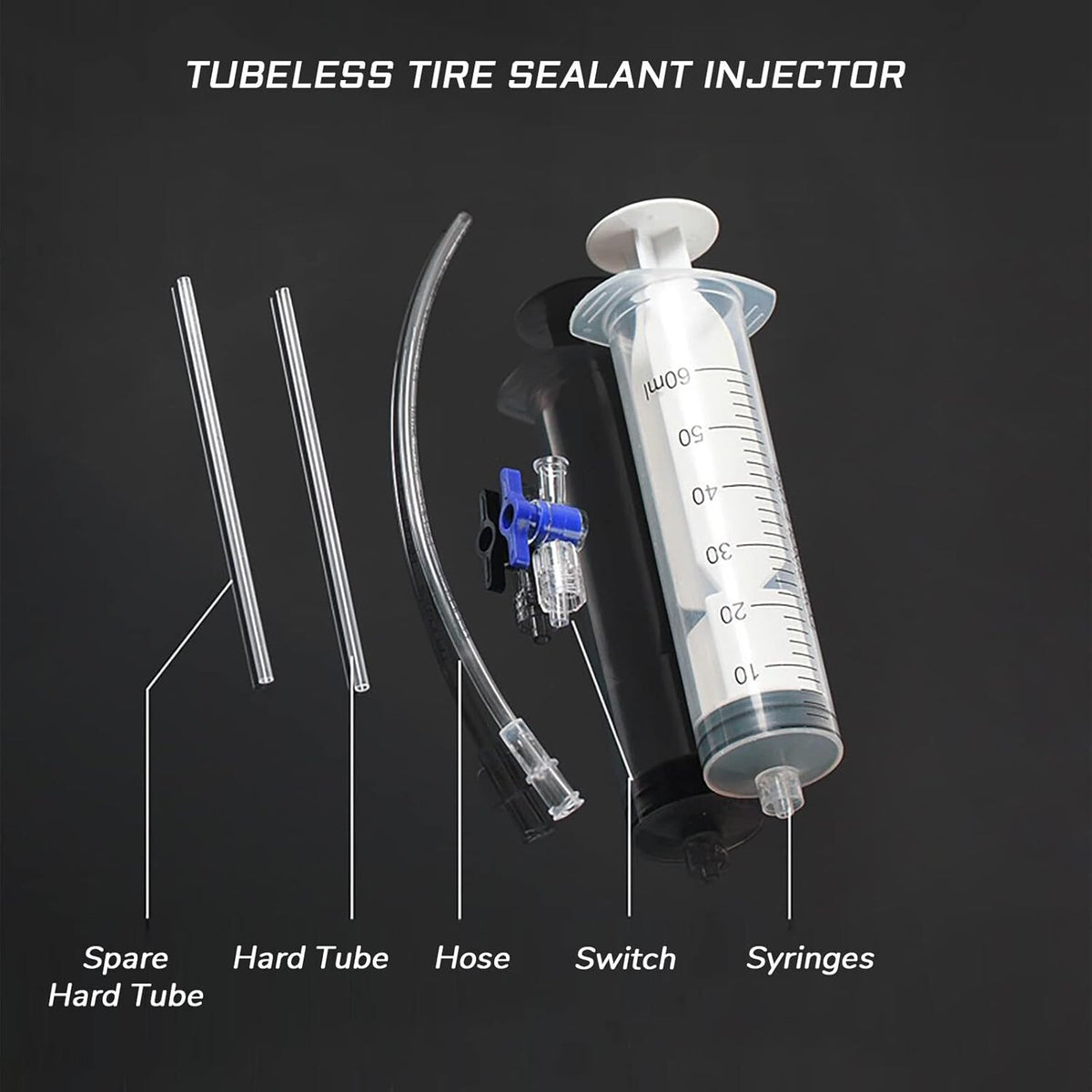 Tubeless Tire Sealant Injector Kit with Valve Core Remover - Cycling Accessory