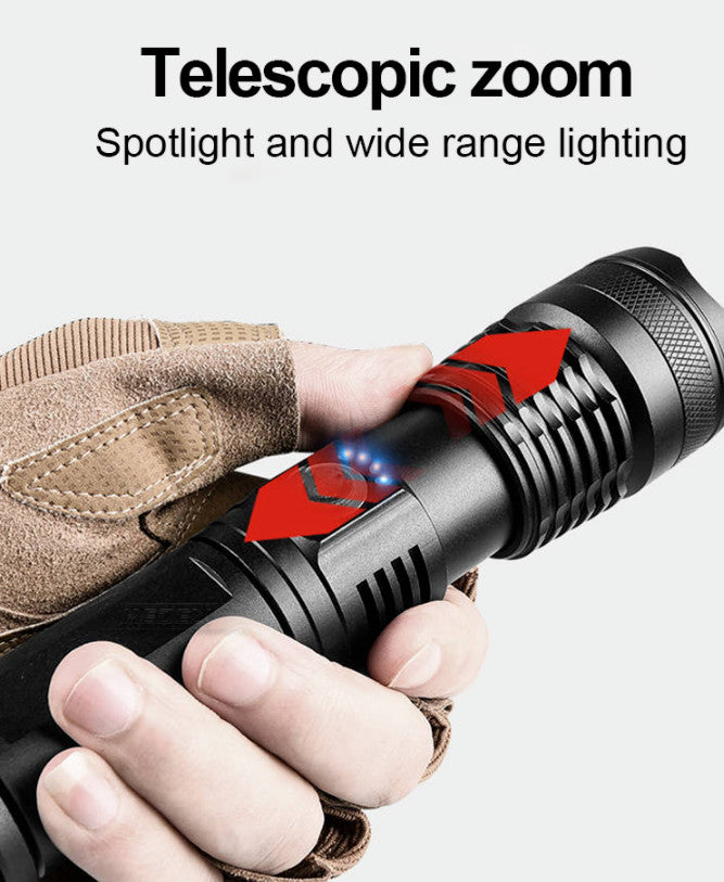 High Power 350,000LM LED Tactical Flashlight Rechargeable Zoom Torch