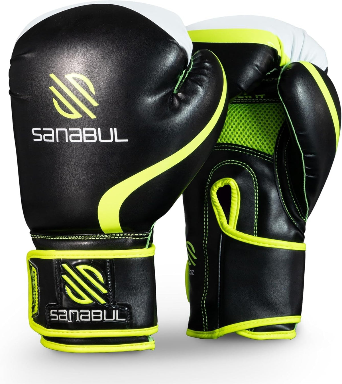 Black and Green Boxing Gloves 12 Oz Gel Impact Protection for Fighters