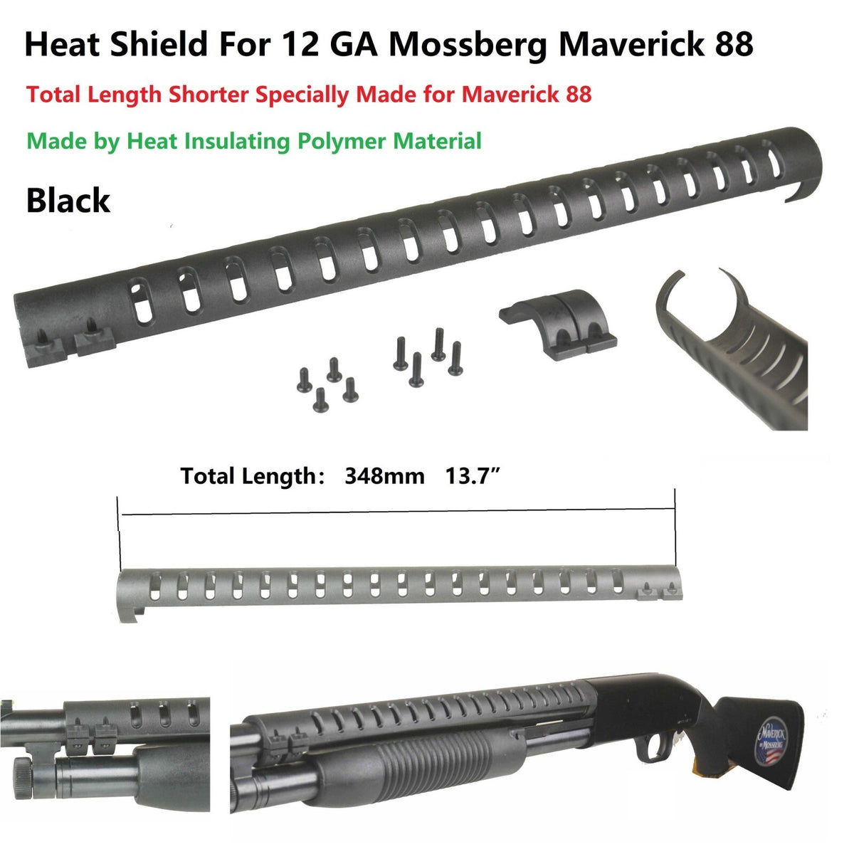 Mossberg Maverick 88 Shotgun Heat Shield - Black Polymer, 13.7" Length