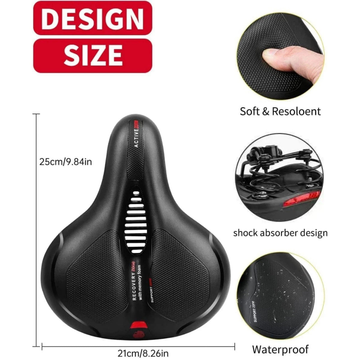 Wide Gel Bicycle Saddle Seat Cushion for Comfortable Cycling - 2 Pack
