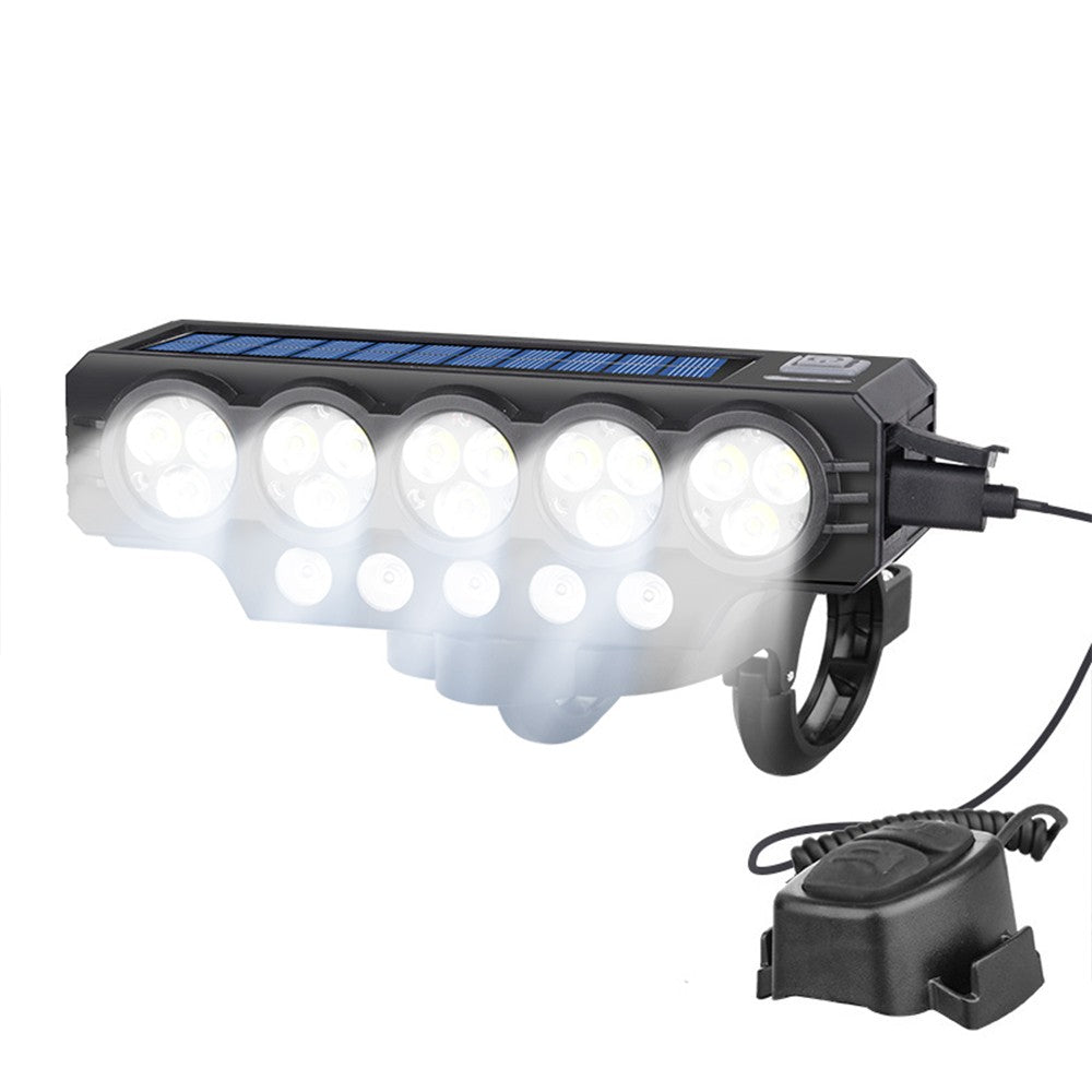 Super Bright Solar USB Bicycle Front Headlight with Horn & Power Bank