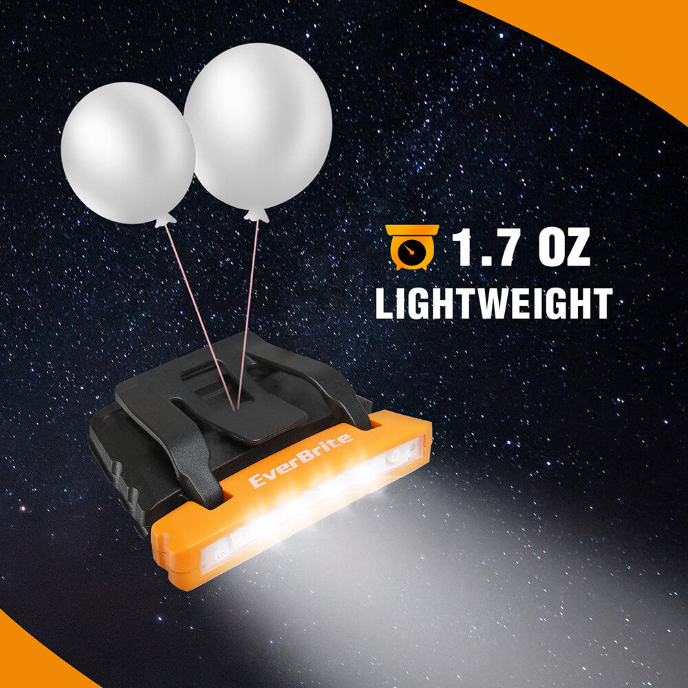 Rechargeable Waterproof Clip-On Hat Light with Memory Function - 2 Pack