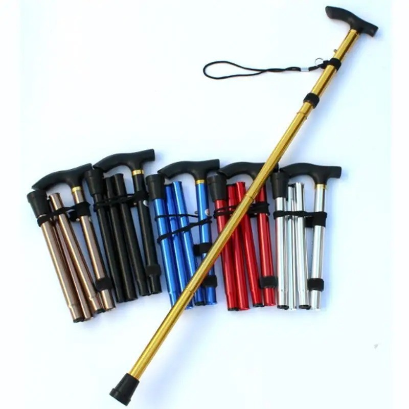 Adjustable Collapsible Aluminum Walking Cane - Folding Travel Stick with Rubber Tip