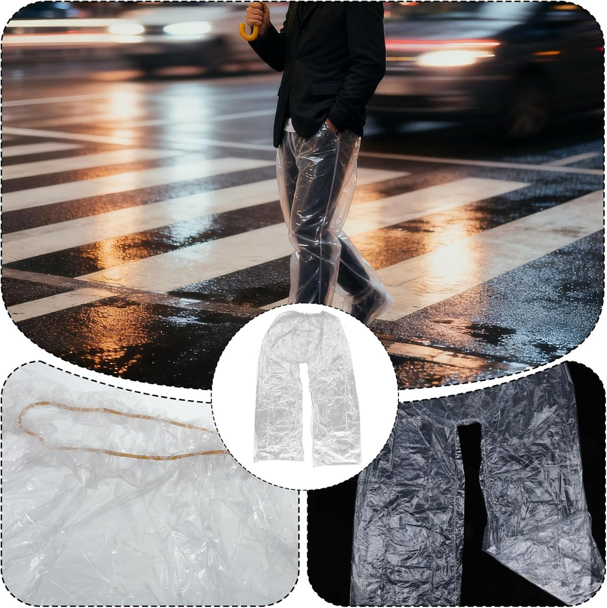 Disposable Waterproof Rain Pants Unisex Outdoor Long Tube Rainwear 4 Pack