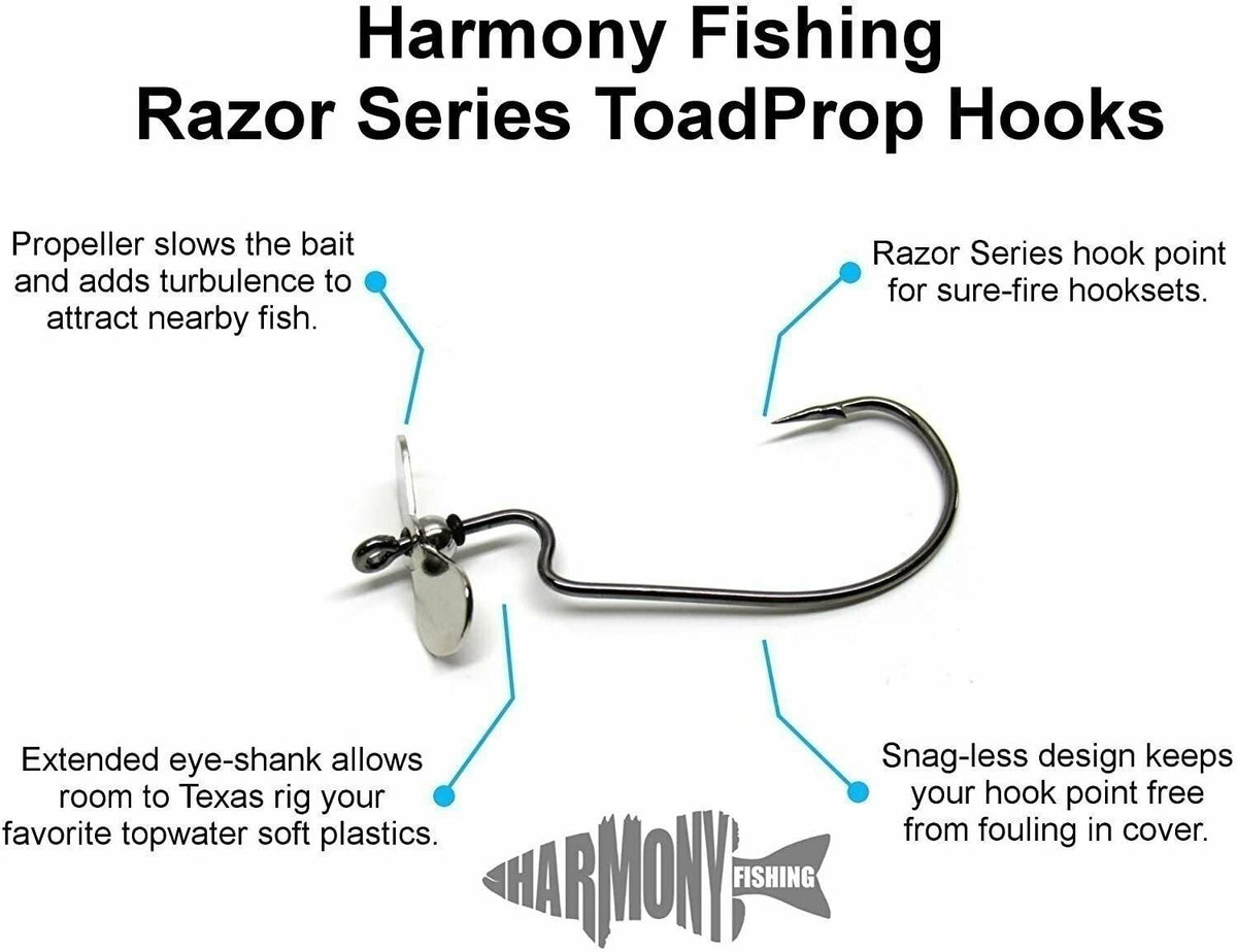 Fishing Hooks with Built-In Propeller for Topwater Toad & Frog Baits - 5 Pack
